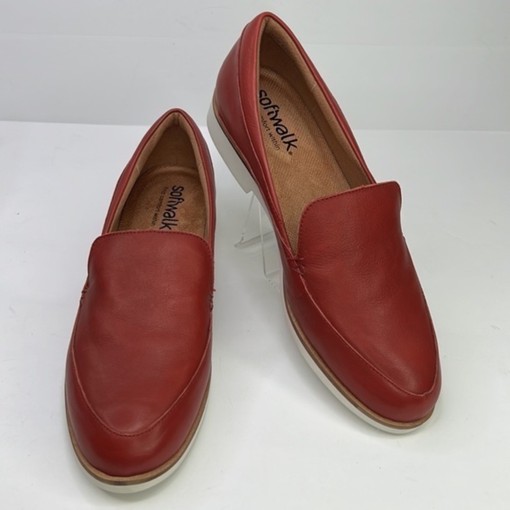 SOFTWALK Windsor Dark Red Leather Women’s Slip on  Loafer Sz 12W